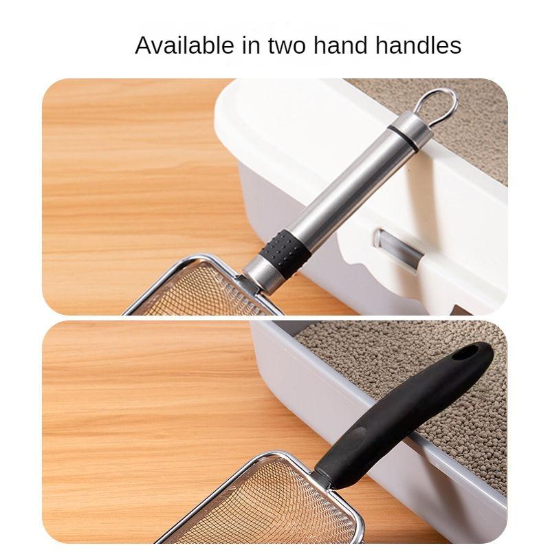 Pá para areia de gato Pá para buracos finos Ferramenta para cocô Minério de bentonita Aço inoxidável Rutina Pá para galinhas Ferramenta para gatos