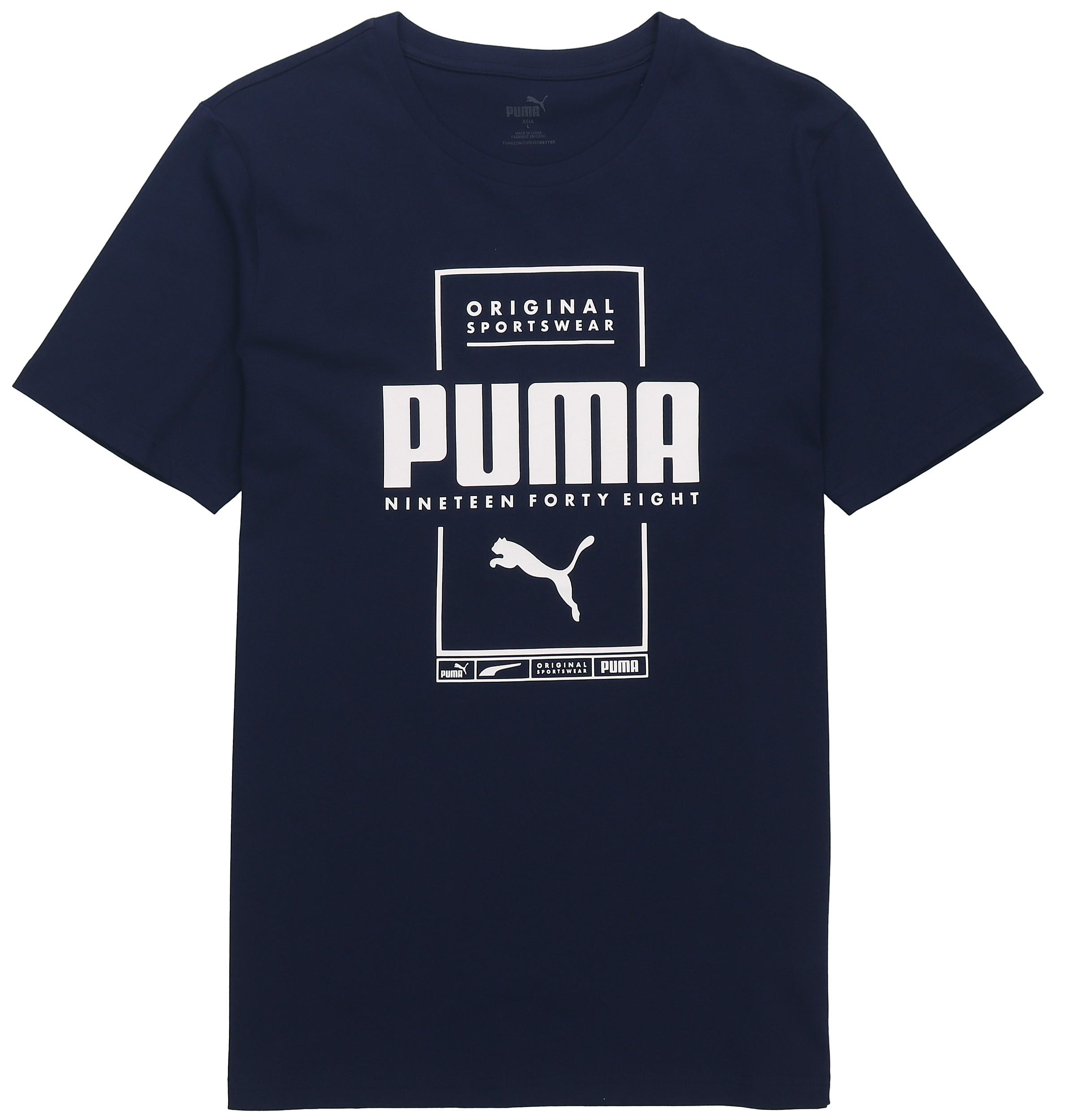 Мужские футболки PUMA Синие С круглым вырезом Умеренный Прямой крой 586586-06 M