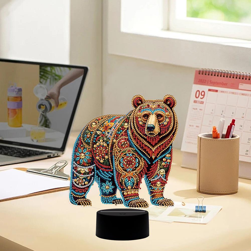 Blumen Tier Diamantmalerei Nachtlicht Acryl DIY Diamantmalerei Tischlampe für Schlafzimmer Wohnzimmer Heimbüro
