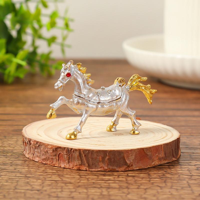 Jewelry Box, Home Decor, Craft Gift, Horse Jewelry Box, Small Pendant, Bedroom Diamond-encrusted Decorative Piece