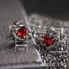 Vintage Black Plated Moon Red Heart Earrings for Women