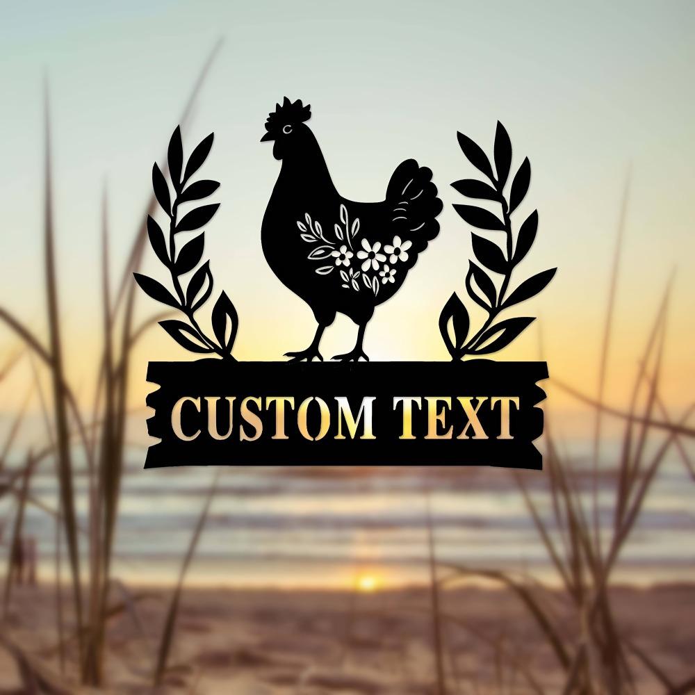 Unique Single Piece Customizable Metal Sign Personalized Chicken Silhouette Wall Art Themed Decor Home Yard