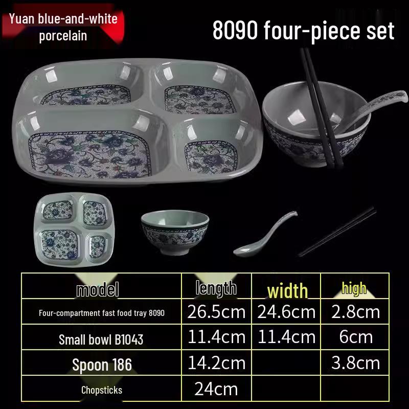 Melamine Tableware: 3, 4, and 6-Compartment Plates and Bowls for School Cafeterias