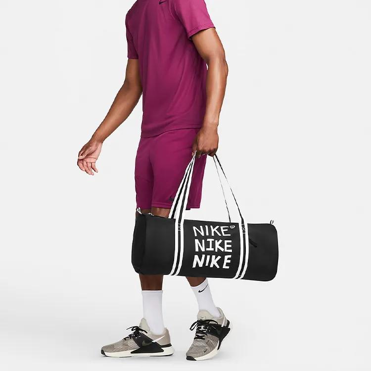 Nike Heritage Polyester Portable One Shoulder Crossbody Gym Bag Large Men's Black (Unisex) Travel Bags DQ5735 010