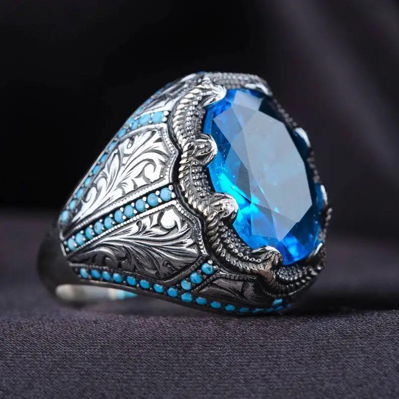 2024 New Creative Cat's Eye Alloy Casting Rings for Men Tiktok Europe and America Gothic Rock All-around Eyeball Simple Jewelry