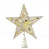 Glimmering Star Christmas Top Decoration 27cm Sparkling Hollowed Metal Star Tree Top For Christmas Tree Ornament