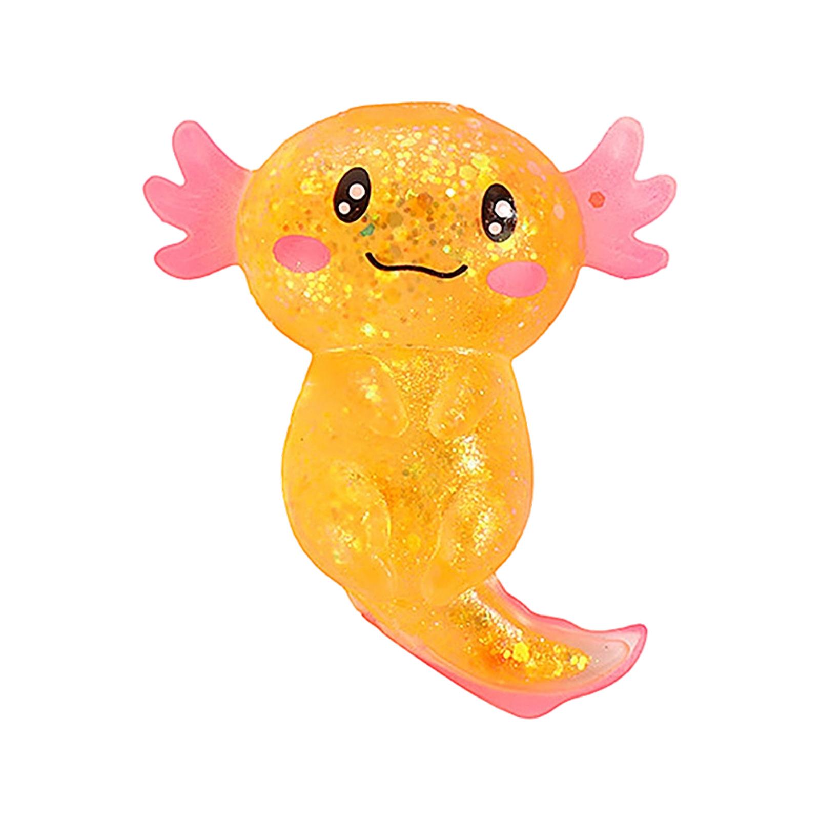 

Axolotl Shaped Soft Squeeze Toy with Glitter Gel Interior for Stress Relief and Sensory Play Suitable for All Ages One Size жёлтый