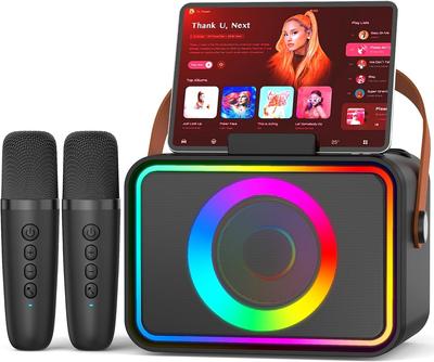 Speaker Set Karaoke Microphone 2-Pack Bluetooth 5.3 Karaoke Set Home Wireless Microphone Compact PA System Karaoke Machine Portable Speaker BT/AUX/TF