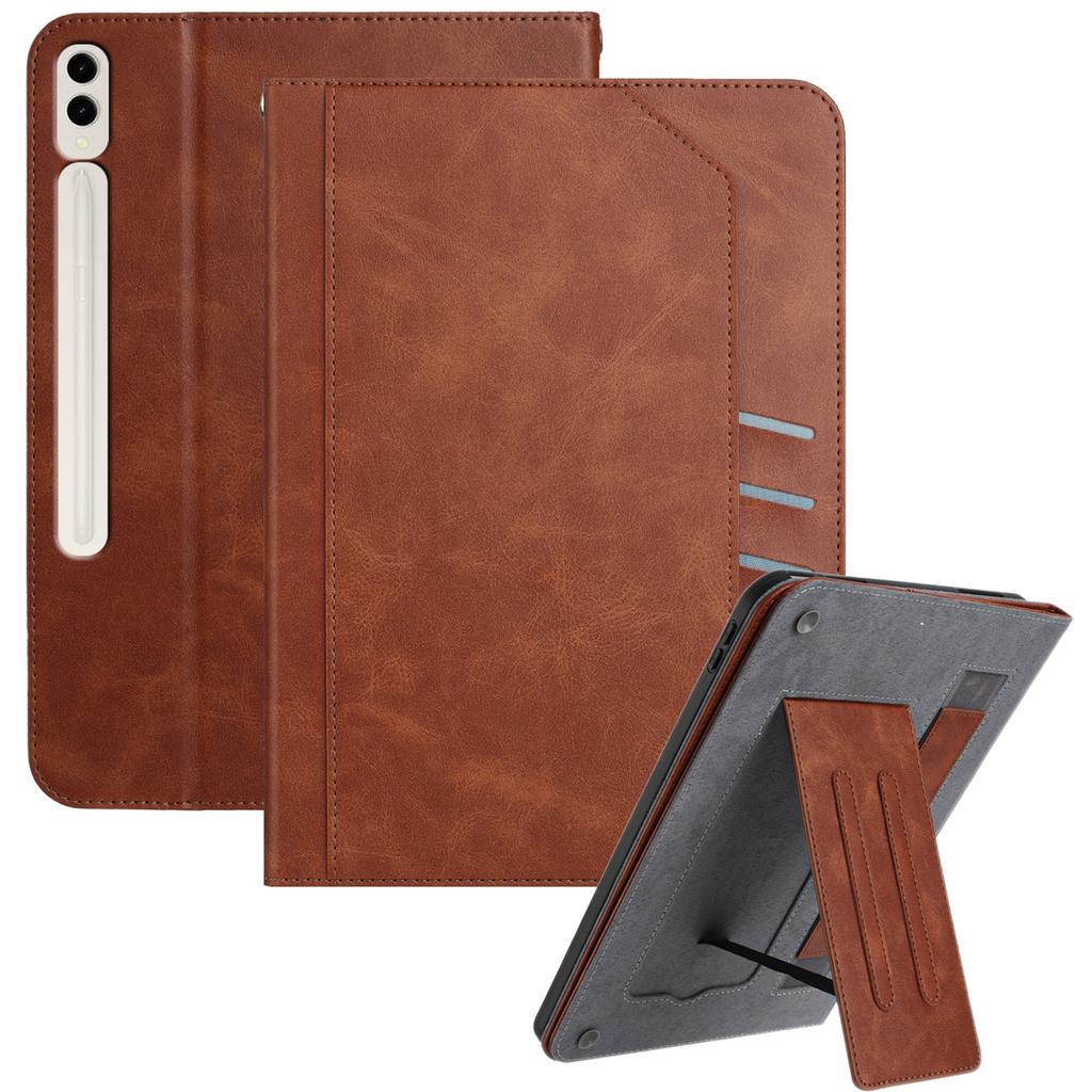 Stand Case for Samsung Galaxy Tab S10+/S9+/S9 FE+ Auto Wake/Sleep PU Leather Tablet Cover with Wallet/Hand Strap