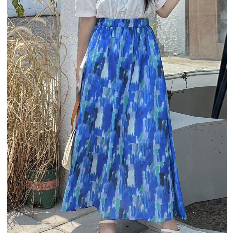 Spring and Summer New Arrival Women's Clothing Stripes Long Skirt A- Line Large Hem Long Skirt Elastic Waist Loose Slimming Stripes Stripes Skirt