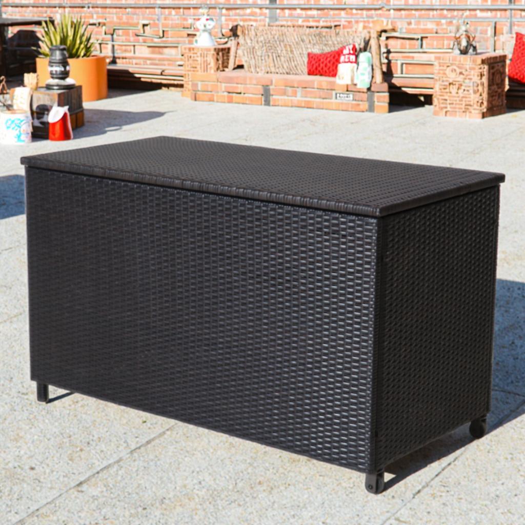 Modern Design Outdoor Deck Storage Box Durable Wicker with Aluminum Frame All Weather Garden Furniture Patio Lockers