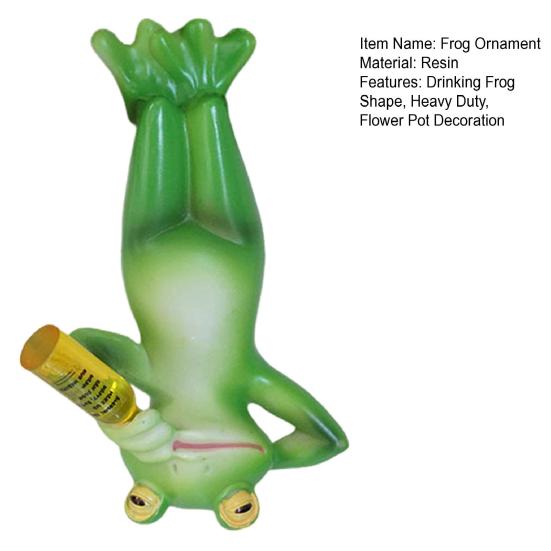 Socha Pijící žáby vzhůru nohama Invertovaná kreslená figurka žáby Pryskyřičná zvířecí socha Venkovní zahradní ozdoba na květináč