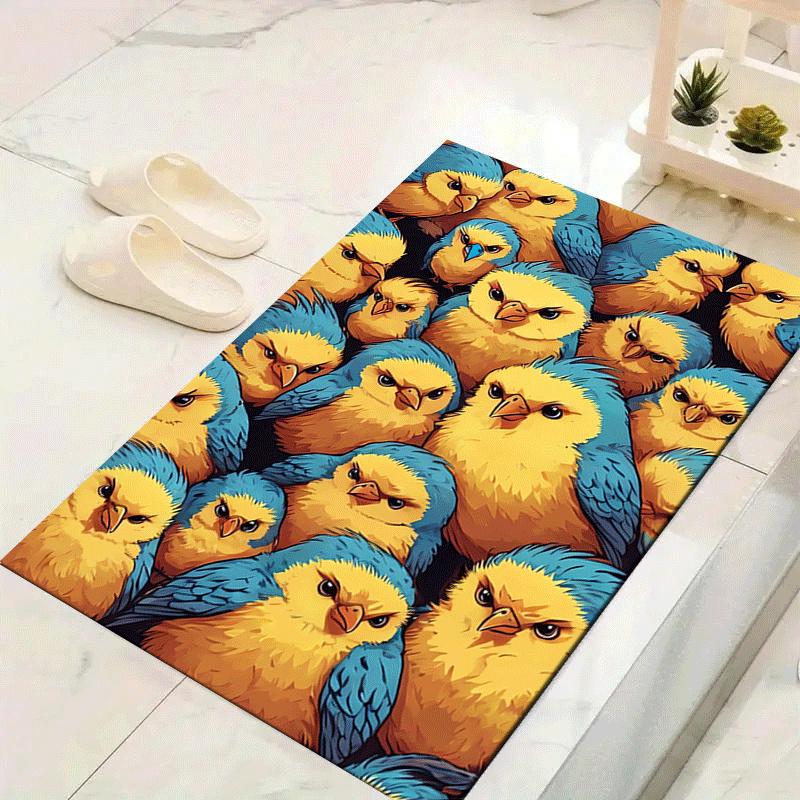 

1pc Yellow bird Print Design Area Rug - Soft, Anti-Slip, and Durable Gaming Room Decor for Bedroom 60cm by 90cm