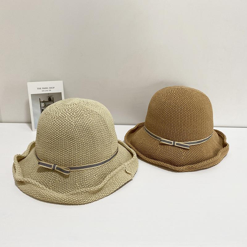 Frühling und Sommer neuer Stil Schleife gestrickte Sonnenschutzvisier Kinder atmungsaktiv leicht Fischerhut Beckenhut