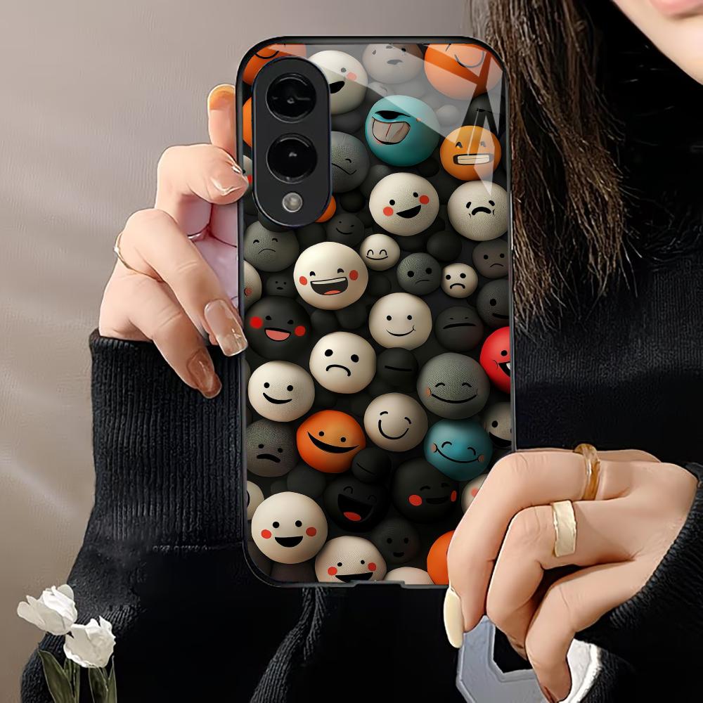 Smile Face Exquisite Luxury High-end PhoneCase Glass PhoneCase for Samsung Galaxy S26 S25 S24 S23 S22 S21 FE,Ultra,Plus