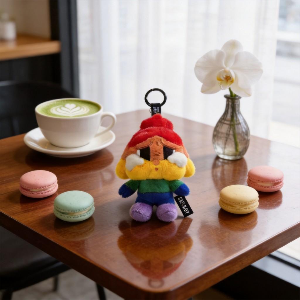 Crybaby Cheer Up Baby Series Rainbow Plush Keychain Soft Short Fur Animal Charm For Kids
