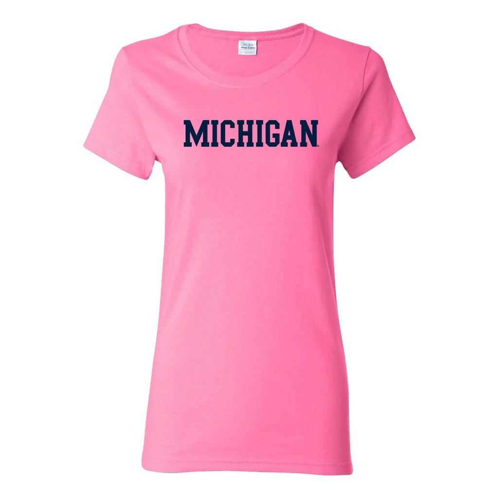 Michigan Wolverines Basic Block Womens Pink T-Shirt - Azalea
