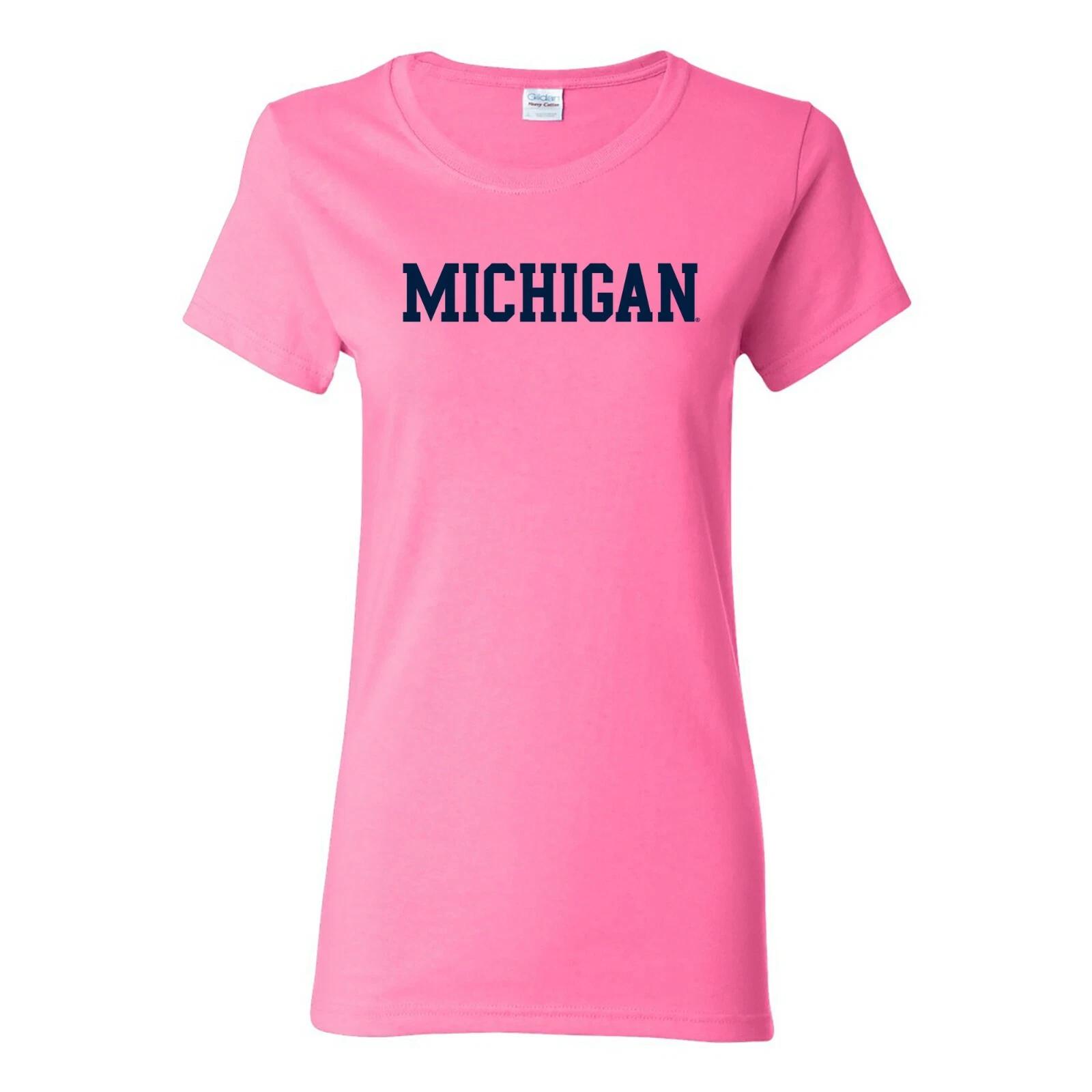 Michigan Wolverines Basic Block Womens Pink T-Shirt - Azalea 4XL