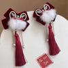 Plush Red Velvet Bow Hairpin Pearl Tassel Hanfu Hair Clip All-match Ancient Style Hairpin  Baby
