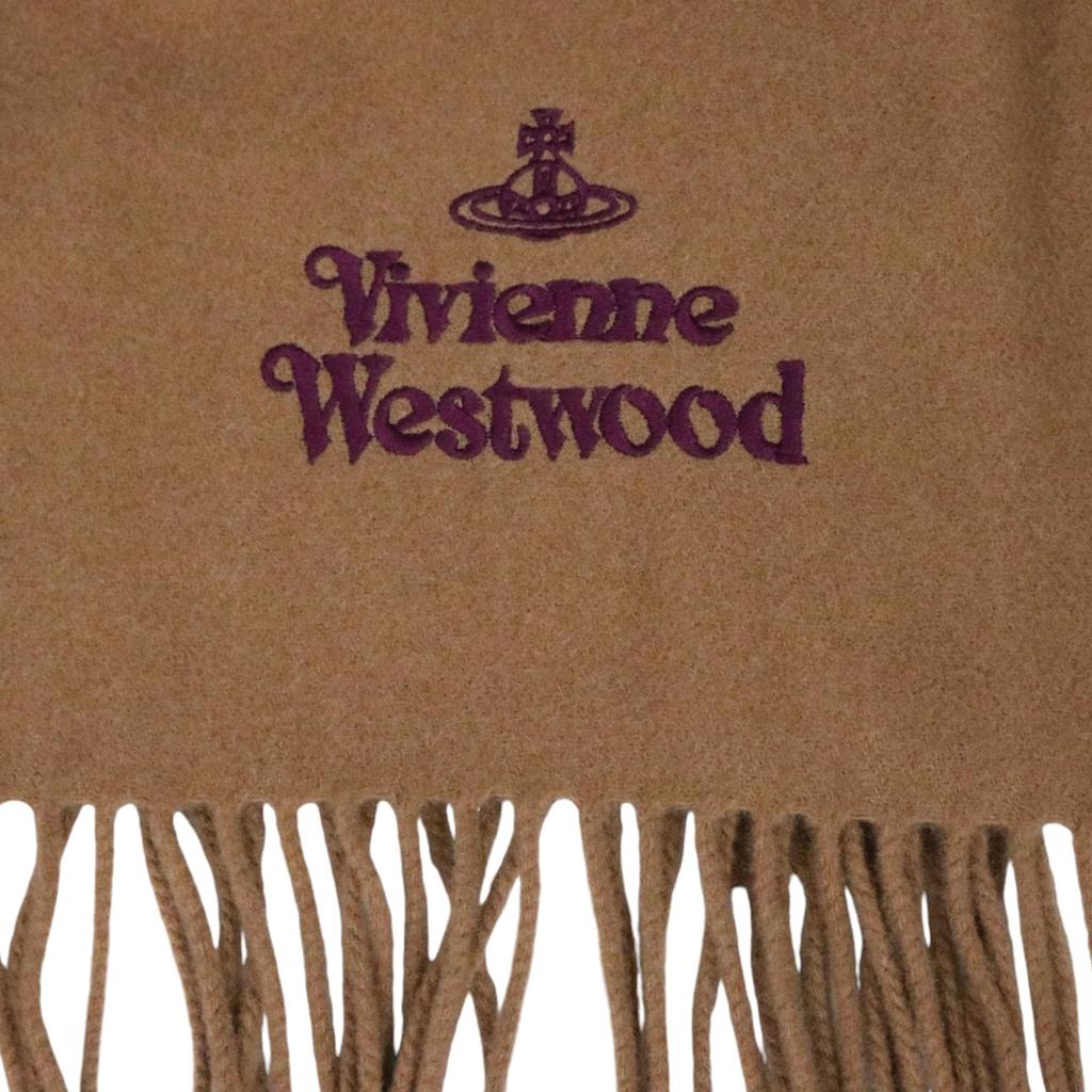 Vivienne Westwood Apparel 81030007 W00Q7 Camel Basic Embroidered Logo Fringe Scarf (Scarf) Women's [Brand] [Used]