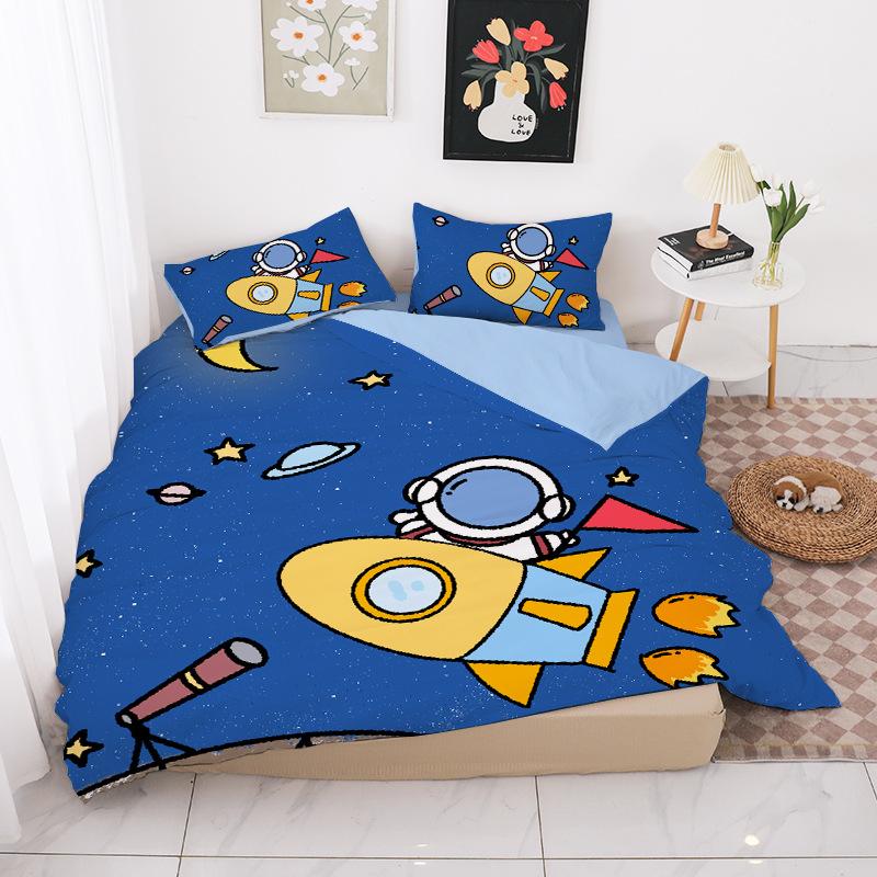 

Astronauts duvet cover pillowcase 2/3pcs Rocket Astronauts Bedding Sets Comforter Bed Cover Home Decor Single Double Large EU Single(135*200cm)3pcs
