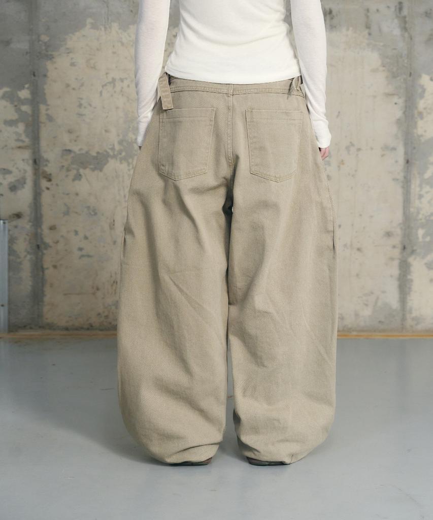 Eonyujeulaeb Cotton Curved Buckle Pants [Khaki]