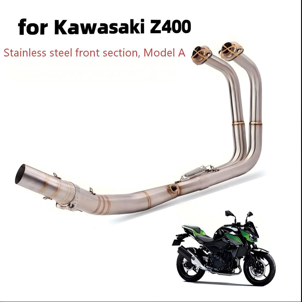 Stainless Steel Front Section for Modified Kawasaki Z400 Exhaust Pipe, Connects to Original Tail Section.