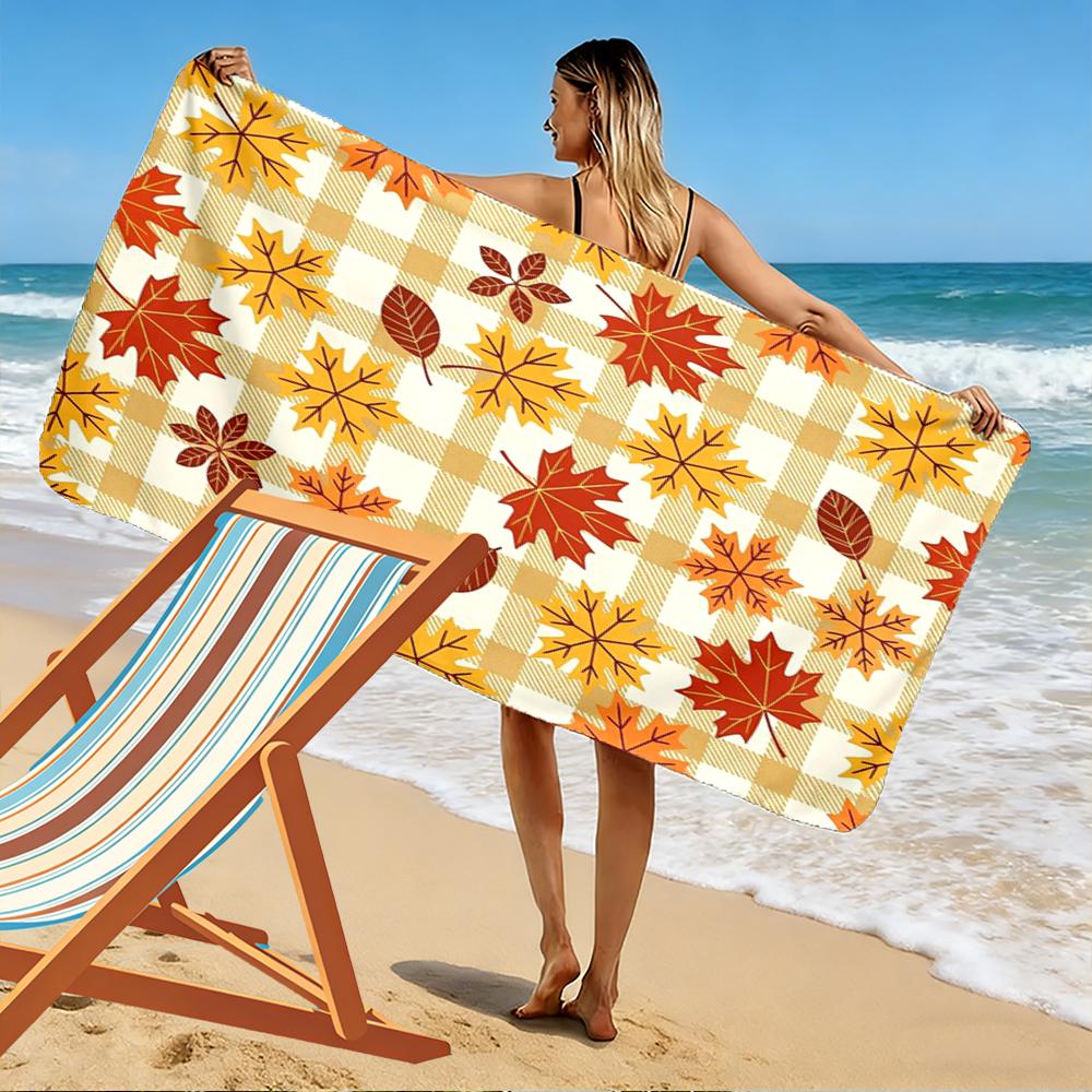Autumn Maple Leaves Pattern Towel Beach towel quick-drying for travel outdoor sports jogging beach and swimming