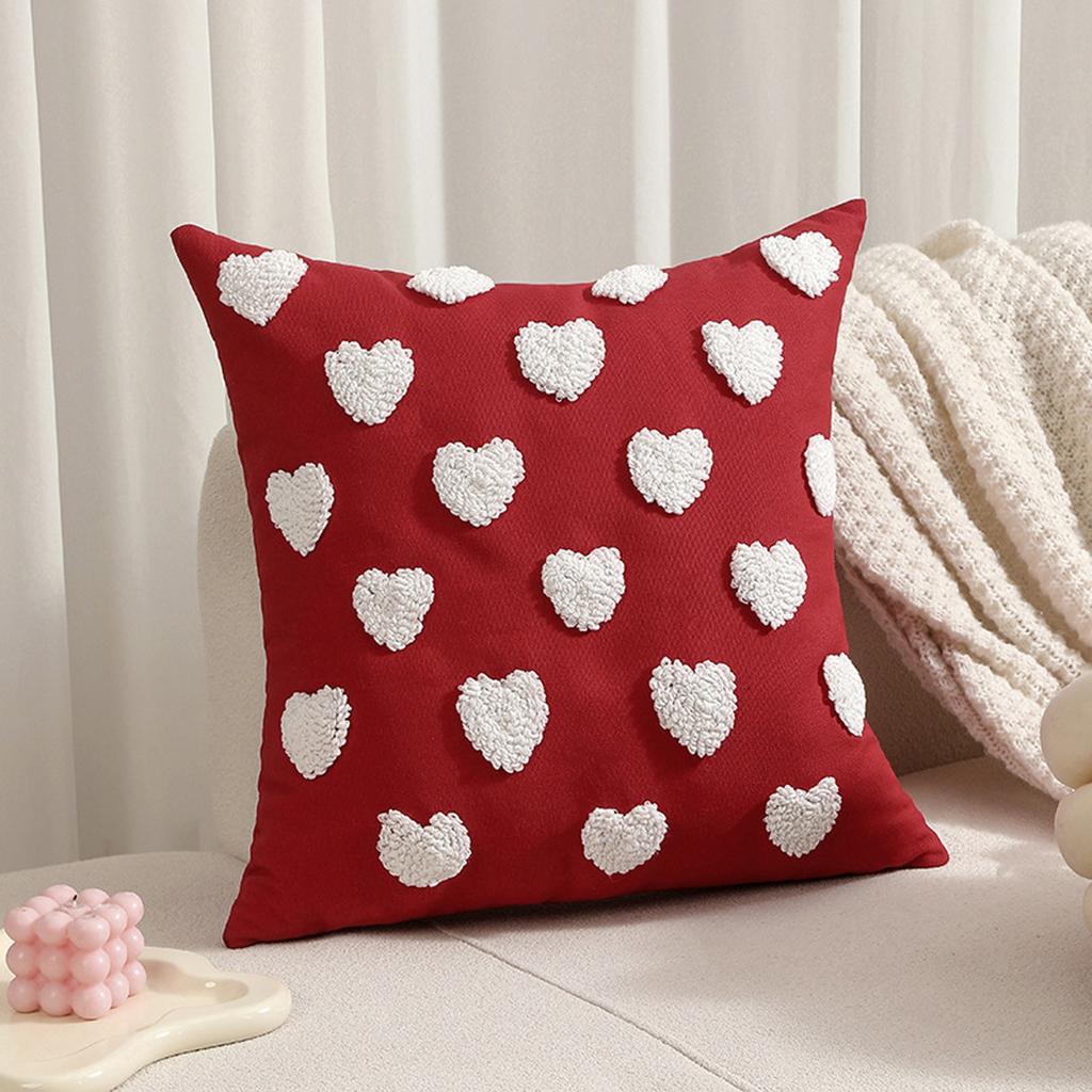 Valentine's Day Embroidered Plush Love Heart Cute Three-dimensional Pattern Pillow