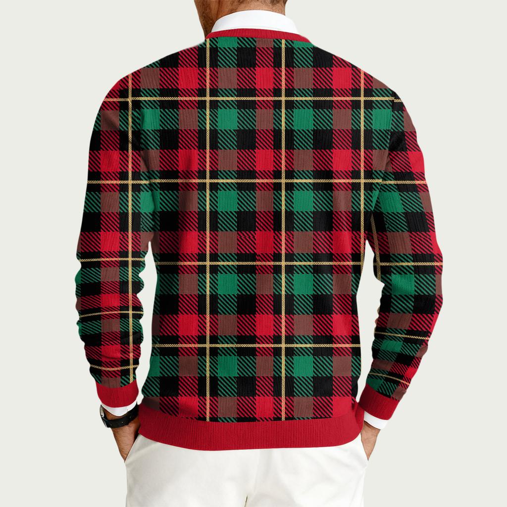 Men's Round Neck Long Sleeve Ribbed Knit Pullover