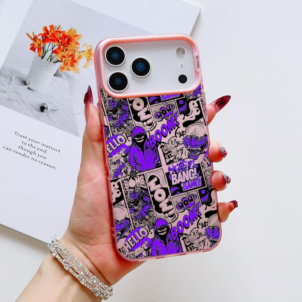 Fashion Cartoon Graffiti Phone Case For iPhone 17 16 15 14 13 12 11 Pro Max Air Matte Laser Aurora Shockproof Funda