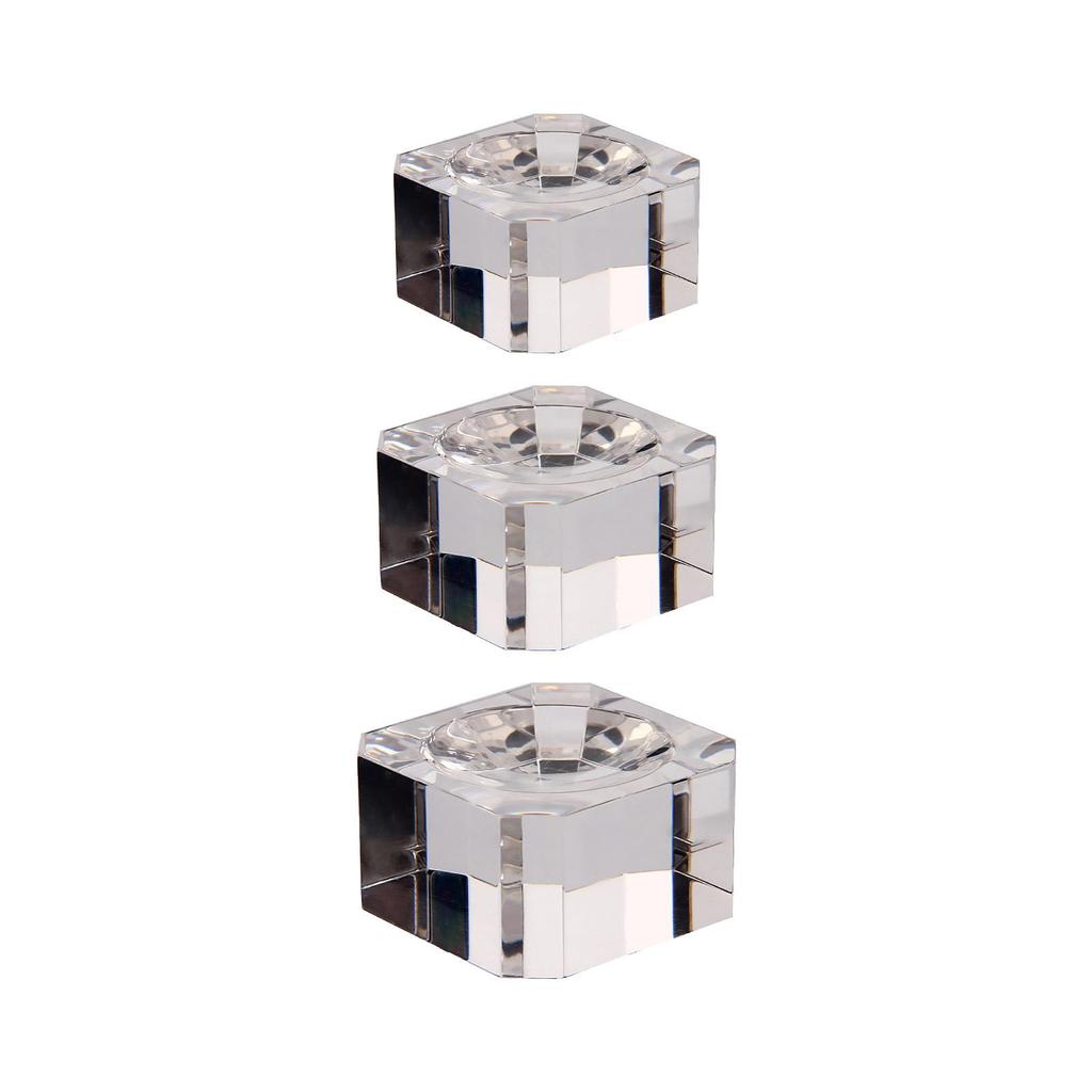 Sluswallow 3-Pack Acrylic Hexagon Ball Display Stands – Clear Crystal Ball Holders