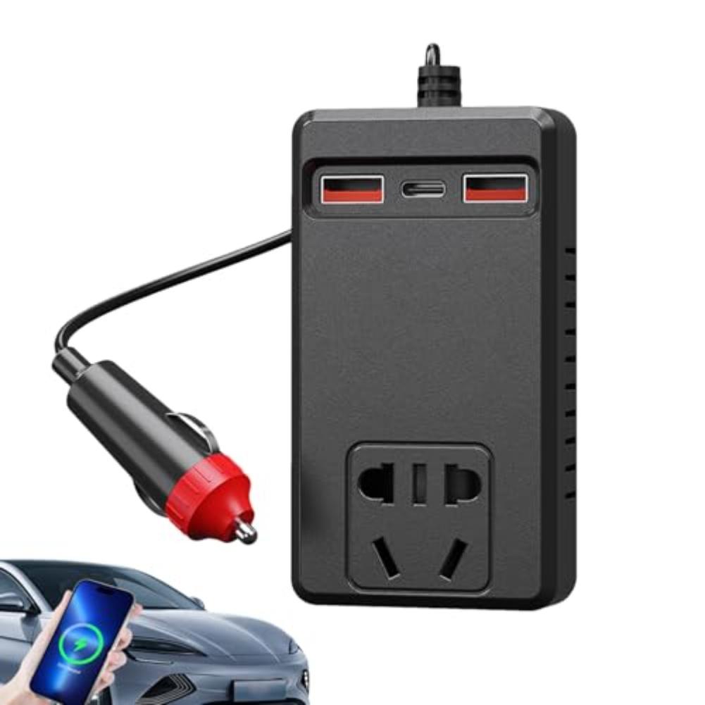 DC To AC Converter Car Power Inverter For Camping Black Portable Car Power Inverter Inverter Quick Installation