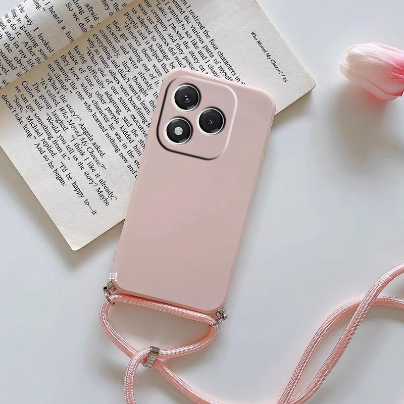 

Для Honor 400 Pro 400 Lite мягкий ремешок через плечо ожерелье ремешок шнур цепочка TPU чехол для Honor400Pro TPU силиконовый чехол для телефона Honor 400 розовый