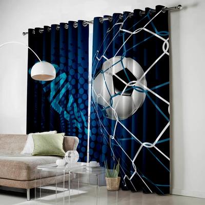 Fußbälle Fußball-Design Blaue Vorhänge Fensterbehandlung Vorhänge Fenstervorhänge für Wohnzimmer Schlafzimmer Kinderzimmer Wohnkultur