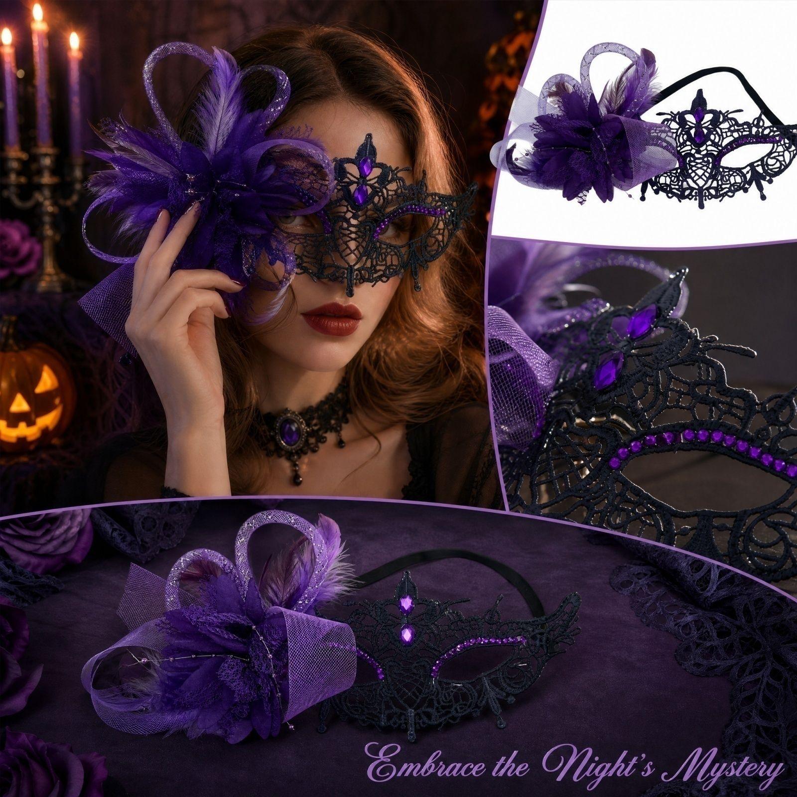Women s Lace Masquerade for Halloween Costume Party One Size