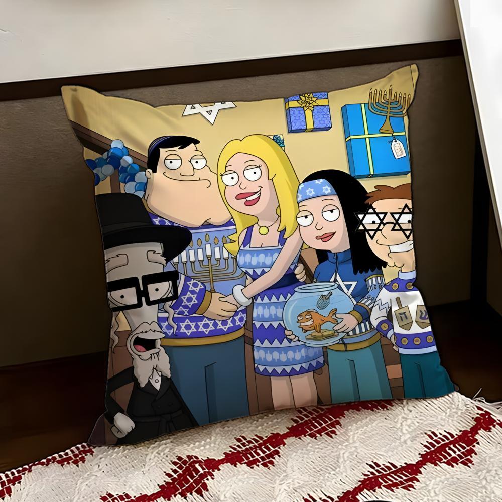 AAmerican DDad Anime Cushion Cover Reversible Soft Durable Pillow Cover Home Car MultiScene Use for Daily Comfort
