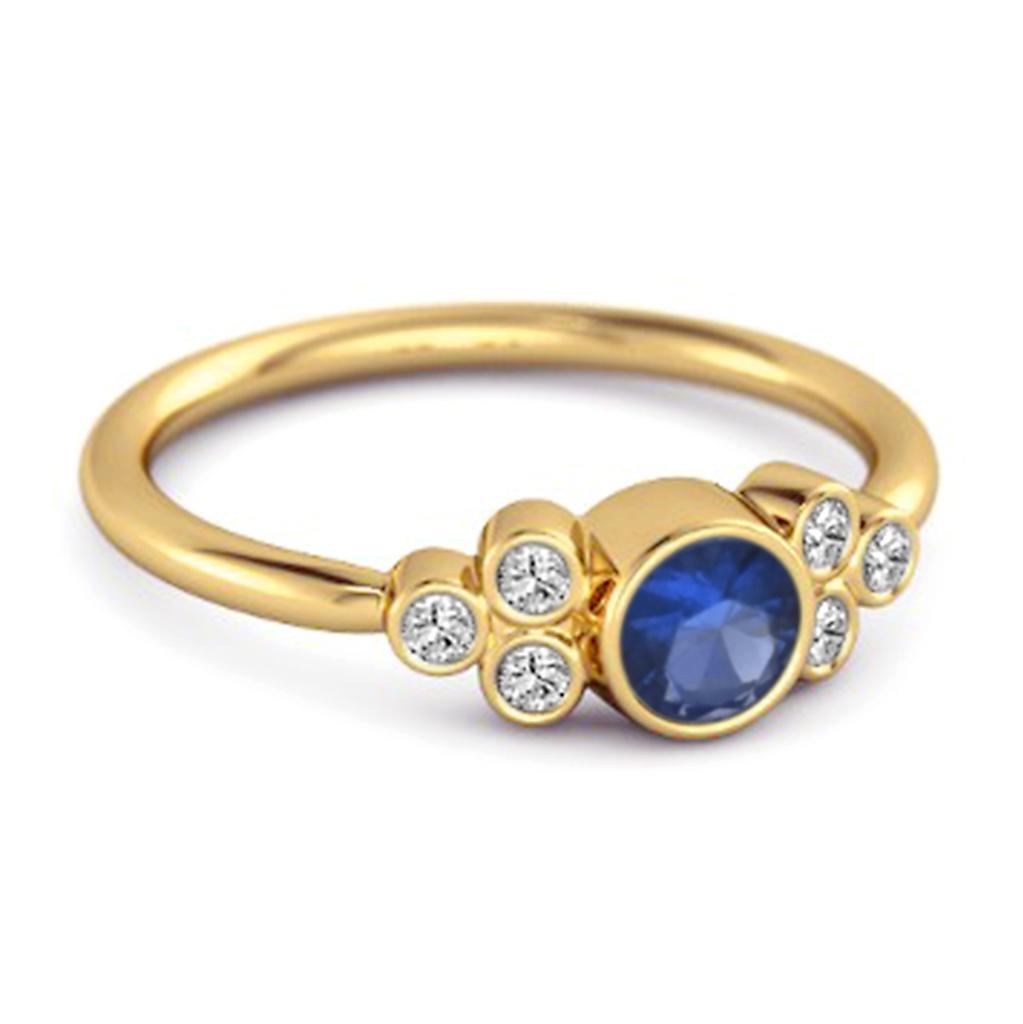 Bezel Set Blue Sapphire 925 Sterling Silver Gold Vermeil Boho Ring
