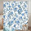 1Pc Floral Shower Curtain With Watercolor Blue Rose Pattern, Polyester Fabric Machine Washable, Suitable For Bathroom Decoration