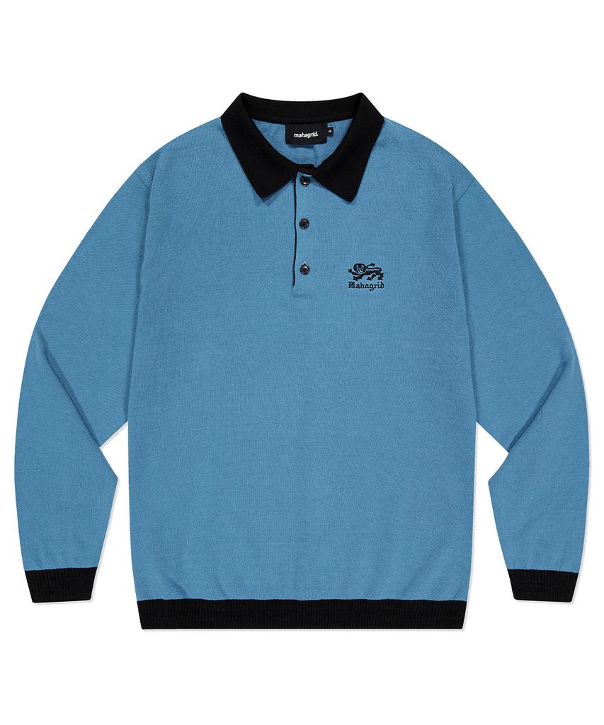 MAHAGRID Lion Ls Knit Polo Blue(Mg2Dsmk690A)