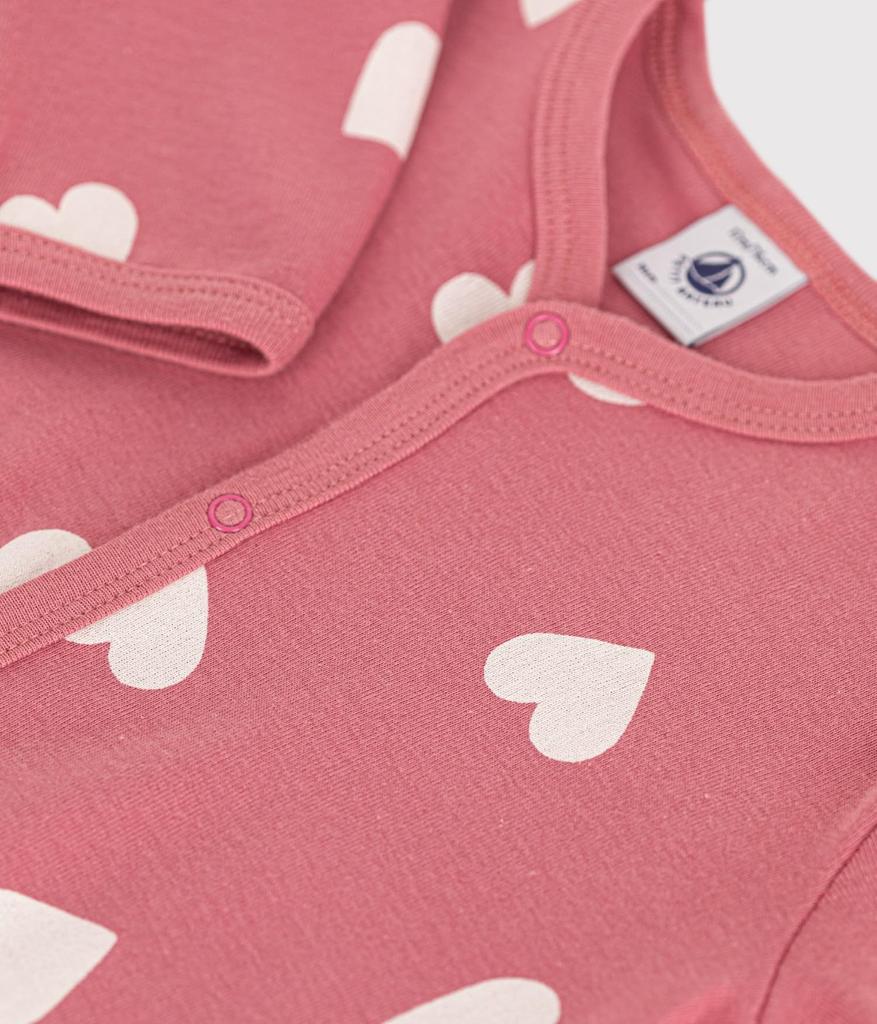 Footless Romper A0B9S 6 months 67cm [Petit Bateau] Pink/Off-White