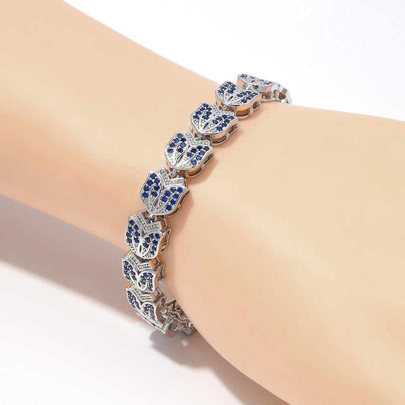 New American Bracelet with Full Set Corundum Zircon Bracelet and Flower Colored Treasure Jewelry From Europe and America
