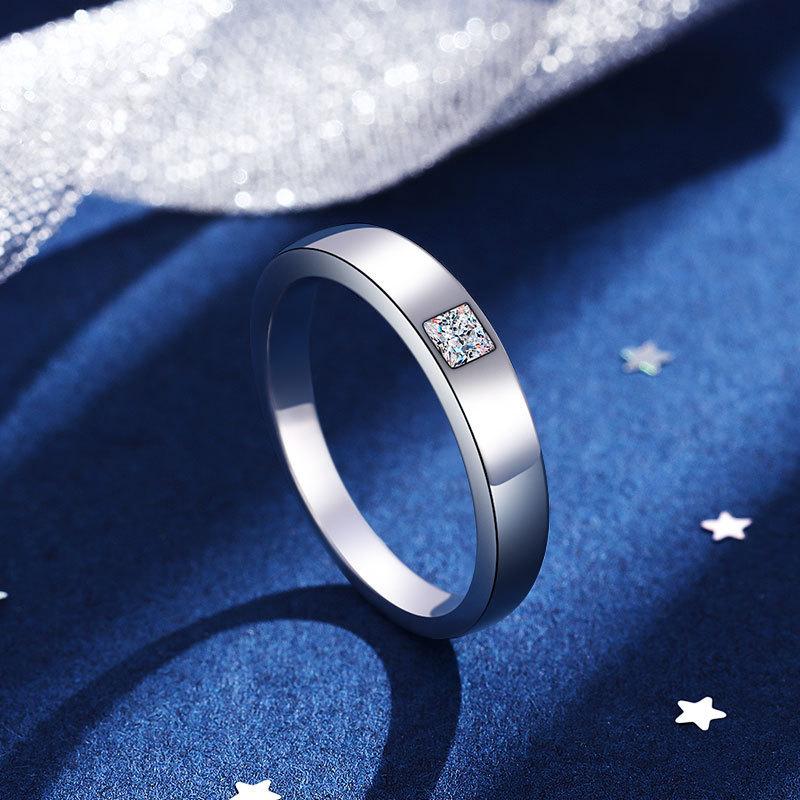Ring Men's Sterling Silver Moissanite Diamond Ring Wedding Ring Couple Ring Wedding Simple Silver Plated 18K Platinum One Piece