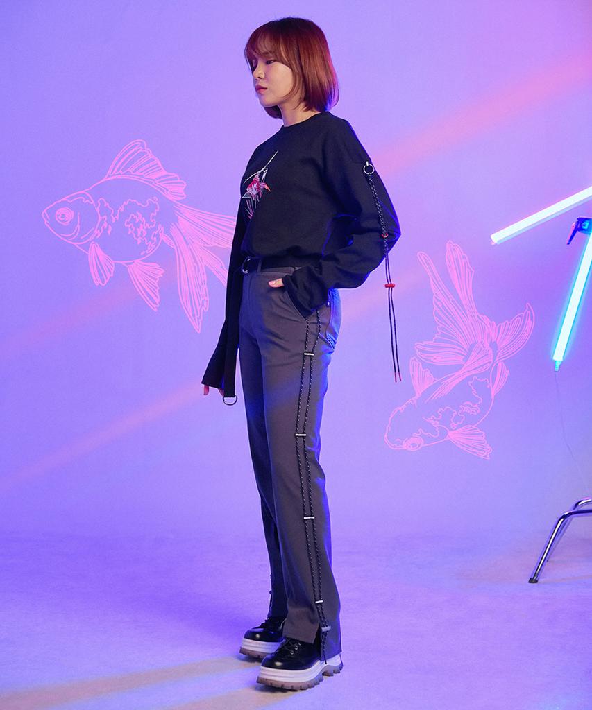 INDIGO MIDNIGHT Side String Slacks Gray