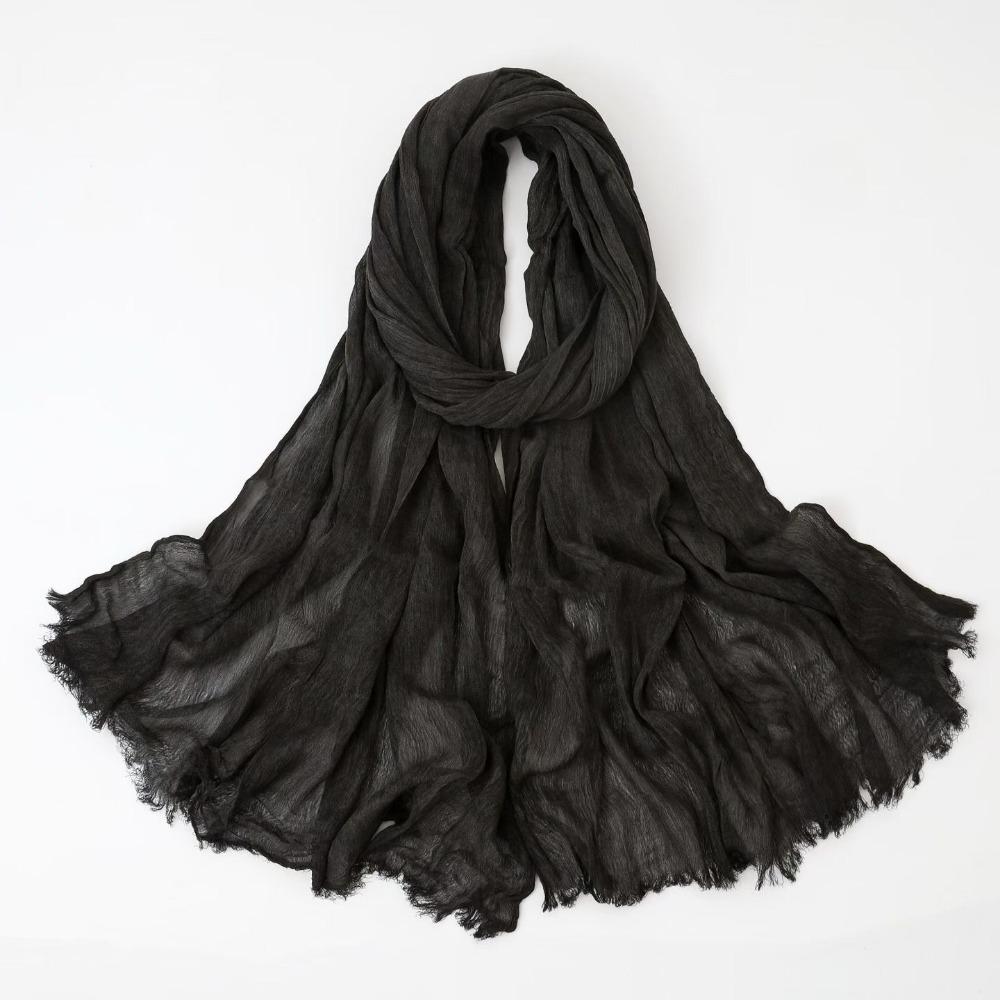 Solid Color Crinkle Hijabs Tie-dye Rayon Female Turban Women Muslim Scarf Shawls Four Seasons