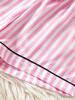 Girls Pink Striped Pajama Set, Short Sleeve Button-Down Sleepwear with Bow, Soft Loungewear for Kids 8-13 Years