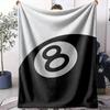 Black White Billiard Cat Throw Soft Flannel Throw Summer AC Blanket Lightweight Cool Nap Blanket for Sofa Bed Couch Travel