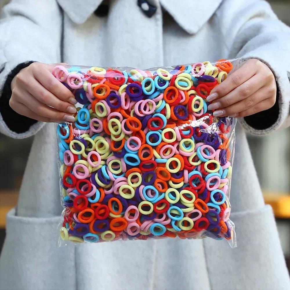 100/200 Pezzi Elastici Colorati in Nylon per Capelli da Donna e Ragazza, Elastici per Coda di Cavallo, Piccolo Elastico per Capelli, Elastici di Gomma, Scrunchie, Accessori per Capelli