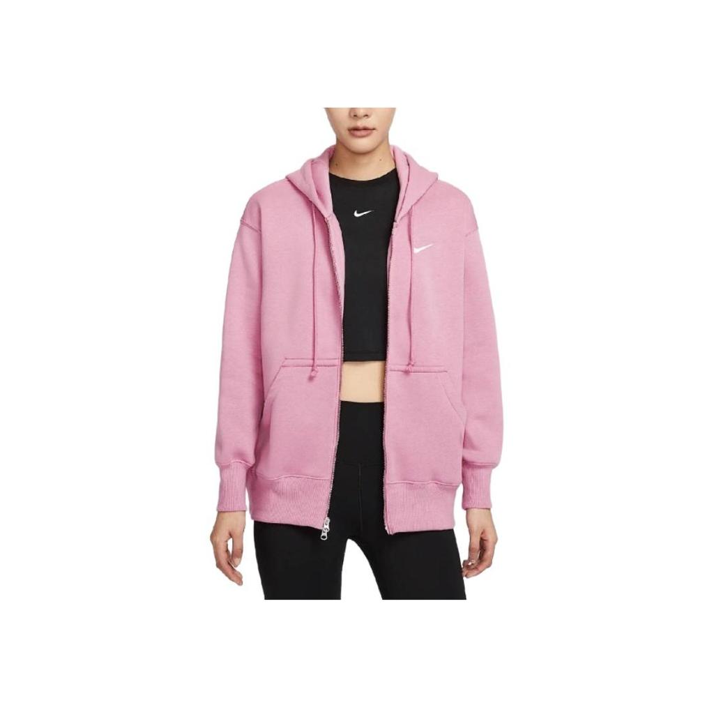 Nike Sportkleding Phoenix Fleece Comfort Rits Hoodie Dames Buitenkleding Element-Roze Zeil DQ5759-699