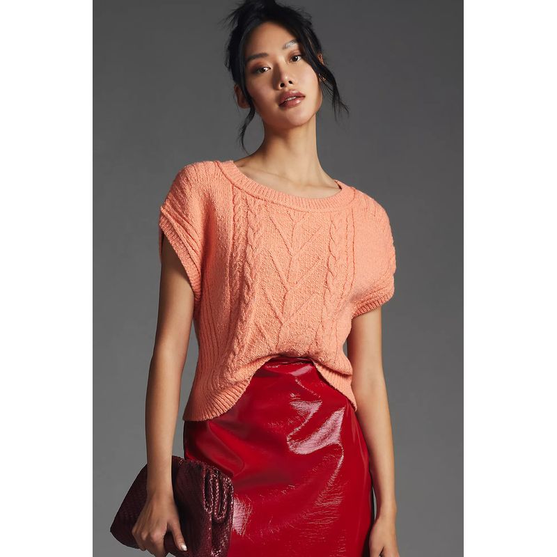 

Anjia Anth Soft and Delicate Elastic Twist Knitted Loose Top Women s Tag 128 Beautiful Knife Orange 2X/2XL